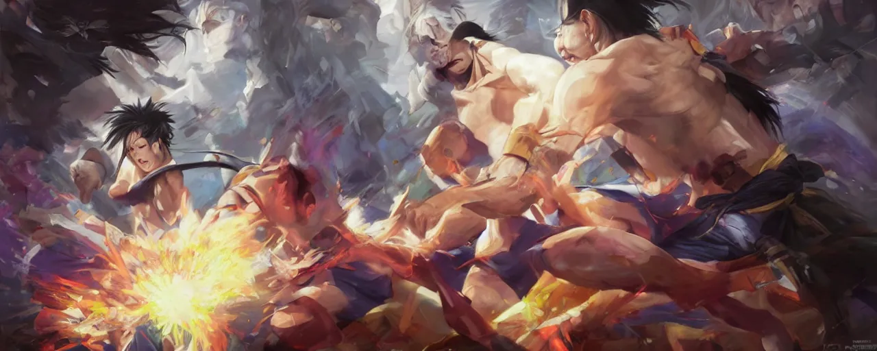 Image similar to most epic dramatic tenka ichi budokai arena view. epic cinematic hyperrealism masterpiece. realistic poster with shaded lighting by craig mallismo, artgerm, jeremy lipkin and michael garmash, unreal engine, radiant light, detailed and complex environment, digital art, art station trends