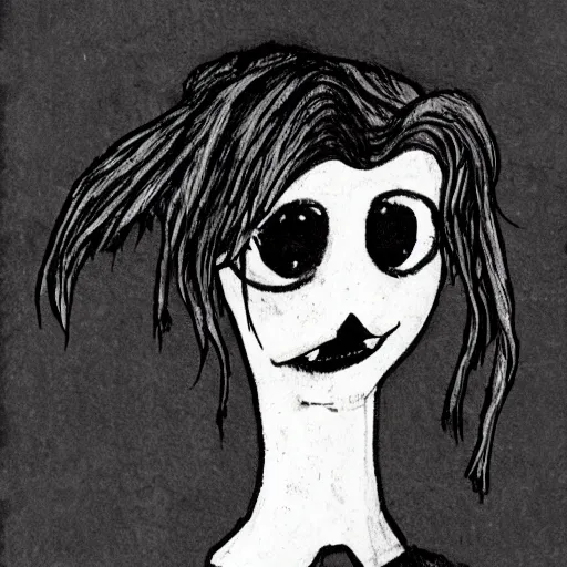 Prompt: grunge drawing of a dog in the style of corpse bride