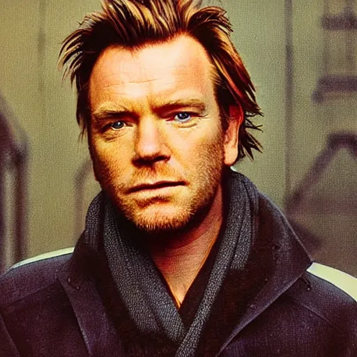 Image similar to “ ewan mcgregor retro minimalist portrait by jean giraud!, moebius starwatcher, sharp, smooth face, comic, 8 k ”