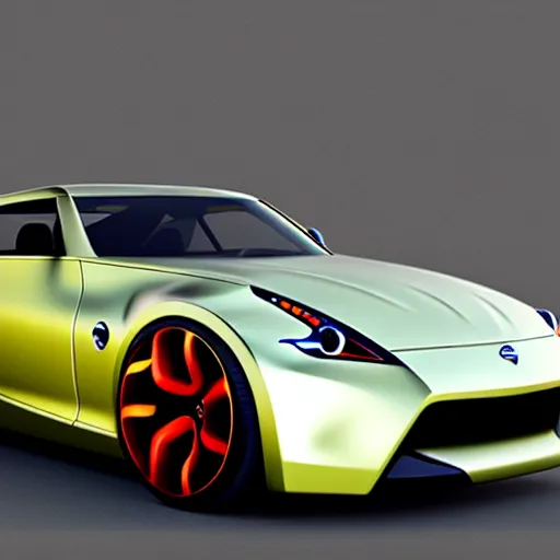 Prompt: a supercar design loosely based on the nissan 3 7 0 z, concept car, by ash thorp