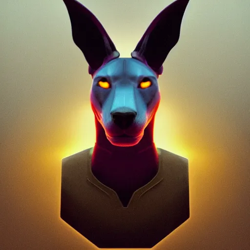 Prompt: digital anubis, nasus, head, by beeple