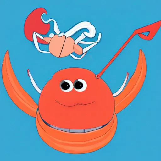 Image similar to cartoon happy crab with a fiddle