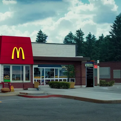 Image similar to exterior photo of Mcdonalds in the upside down from stranger things. 8k realistic photo