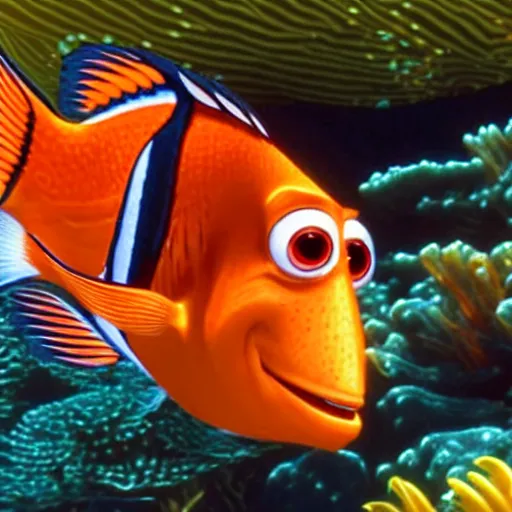 Prompt: film still of emma watson as a fish in finding nemo ( 2 0 0 3 ),