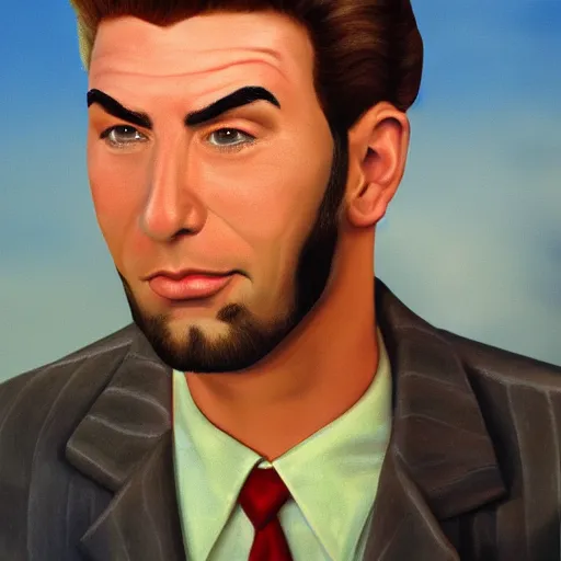 Image similar to a portray realistic of kramer from seinfeld