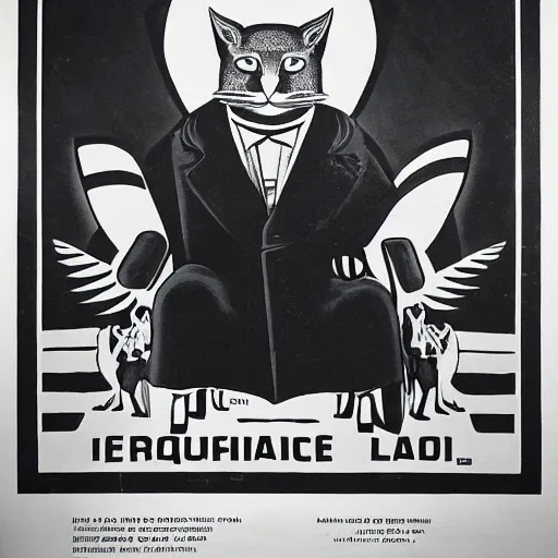 Image similar to caracal big floppa as a dictator, great leader, propaganda poster, caracal cat