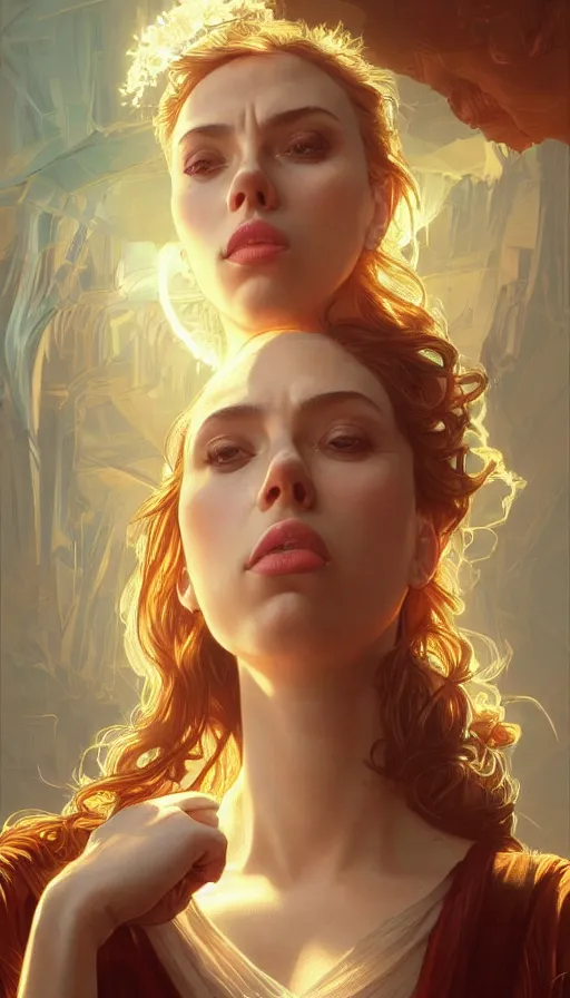 Prompt: scarcity, fibonacci, sweat drops, insane, scarlett johansson, intricate, highly detailed, digital painting, artstation, concept art, smooth, sharp focus, illustration, Unreal Engine 5, 8K, art by artgerm and greg rutkowski and alphonse mucha