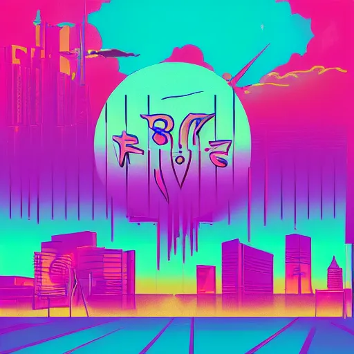 Image similar to 80s album cover, retrowave, synthwave