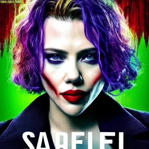 Image similar to Scarlett Johansen playing The Joker movie poster hdr