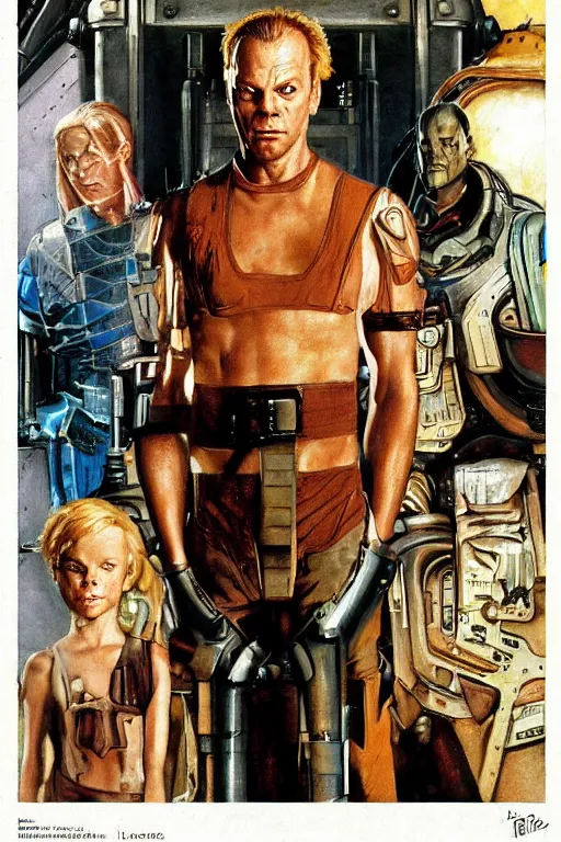 Image similar to Kroben Dallas from the Fifth element movie painted by Norman Rockwell