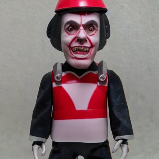 Image similar to nils bohr cosplay orlan, stop motion vinyl action figure, plastic, toy, butcher billy style