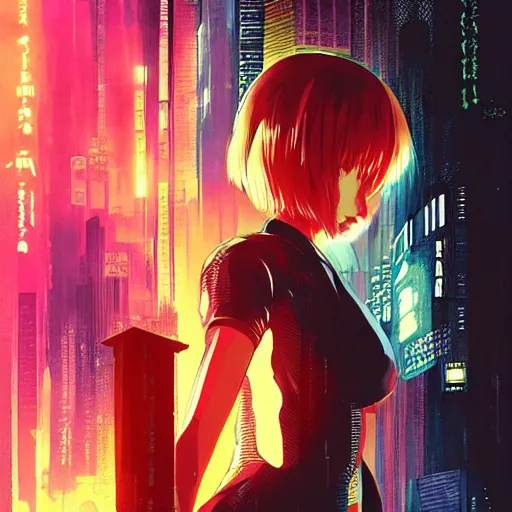 Image similar to an anime cute girl in blade runner 2047