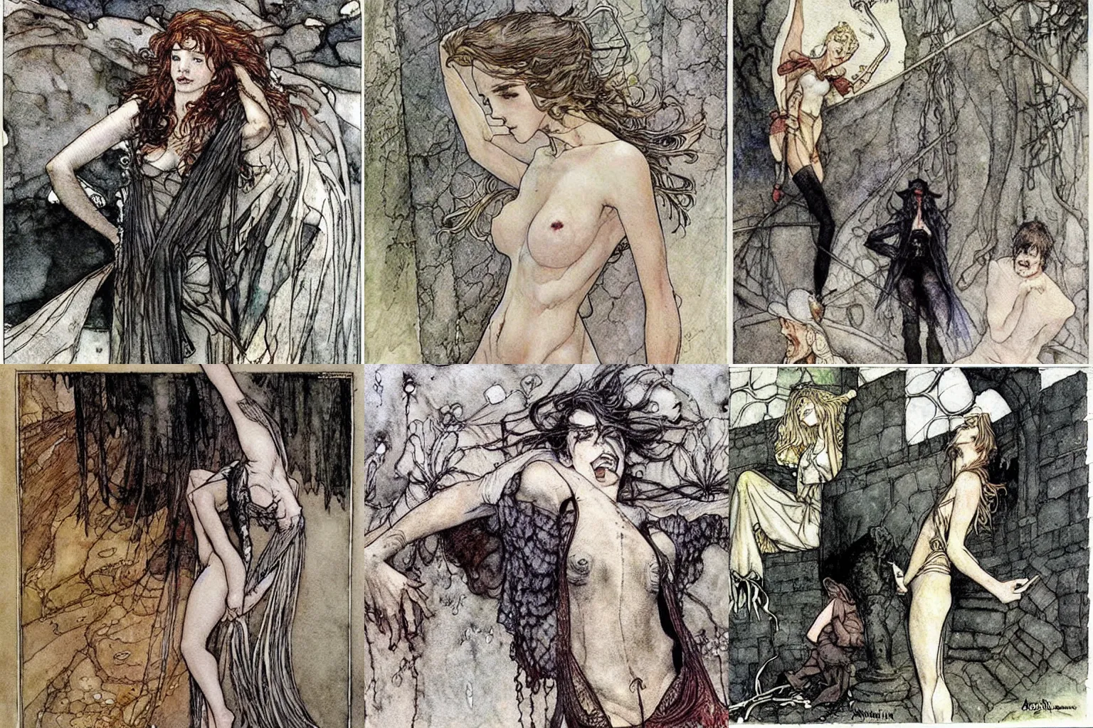 Prompt: the best lack all conviction, while the worst are full of passionate intensity. painting by milo manara and arthur rackham.