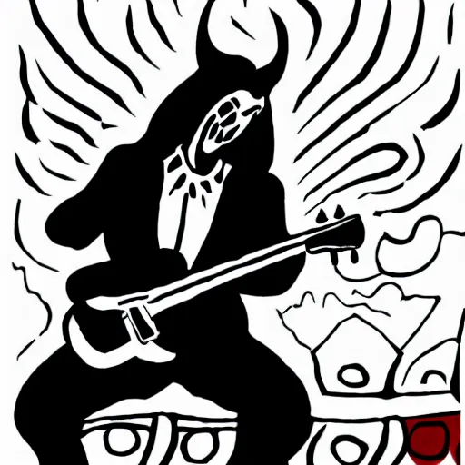 Prompt: photo of the devil playing guitar