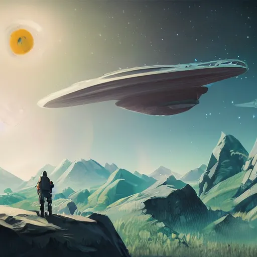 Image similar to concept art, style of no man's sky, time in human form