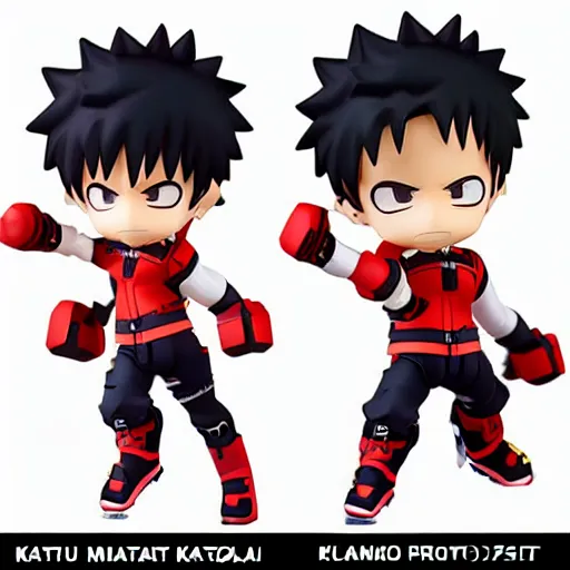 Image similar to high quality portrait flat matte painting of cute Bakugou Katsuki in the style of nendoroid and manga My Hero Academia , flat anime style, thick painting, medium close-up