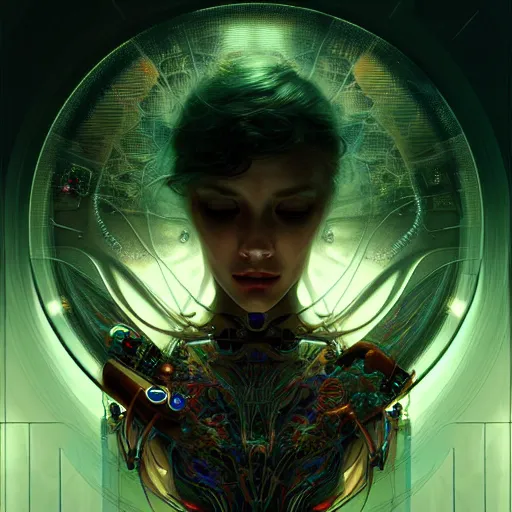 Image similar to extremely psychedelic beautiful cyborg virus infected by night. intricate, elegant, highly detailed, extremely lifelike photorealistic digital painting, artstation. steichen, gaston bussiere, tom bagshaw, cyberpunk alphonse mucha. elegant minimalism. anatomically correct. sultry. sharp focus. surreal lush hallucination