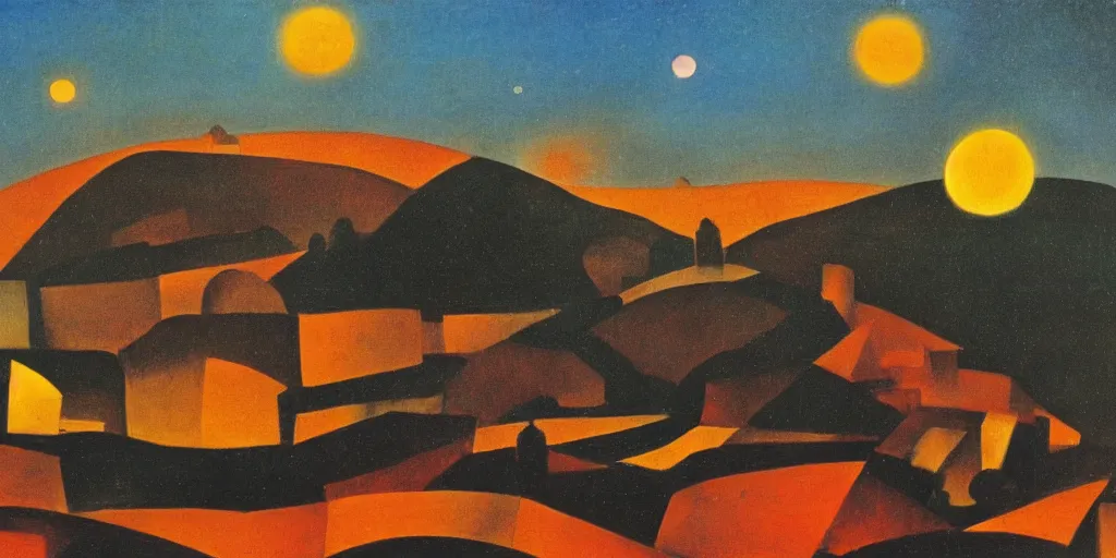 Image similar to a night landscape background, bhupen khakhar