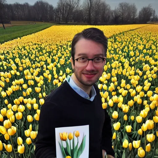 Prompt: typical bitcoin enthusiast trying to sell tulips, profile picture