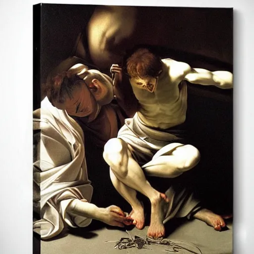 Prompt: exorcism art by caravaggio, high quality, high detailed, photorealism, Dramatic Lighting, Beautiful,