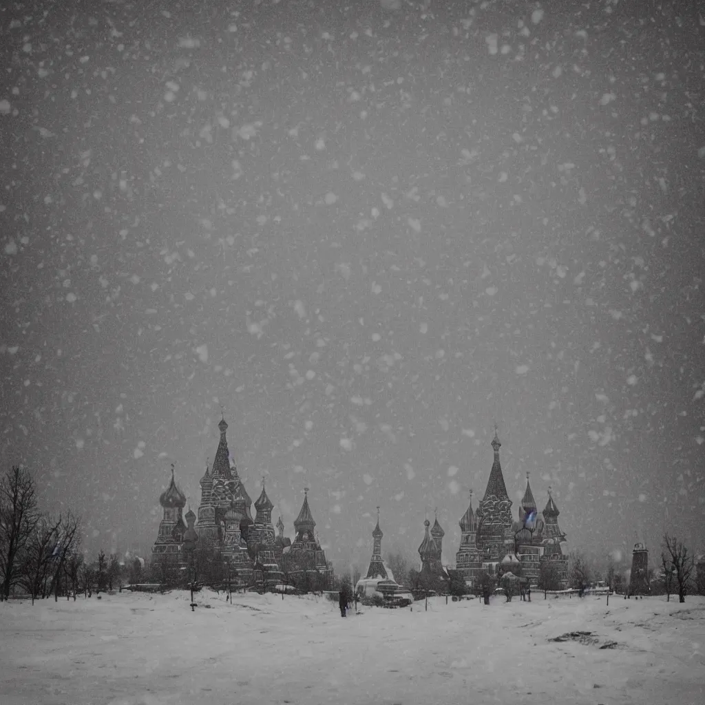 Image similar to minions serving under stalin, with a background of the kremlin in snow, sepia tone picture