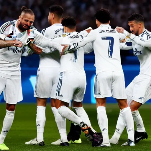 Image similar to real madrid fc team lifting a fax