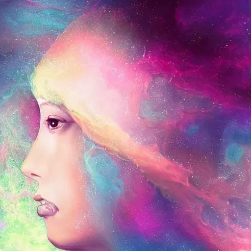 Prompt: beautiful detailed artistic portrait of a person travelling between different astral planes. reality is more than it seems. grainy and rough. fine detail. soft colour scheme. artistic painting by lurid ( 2 0 2 2 ). featured on deviantart.