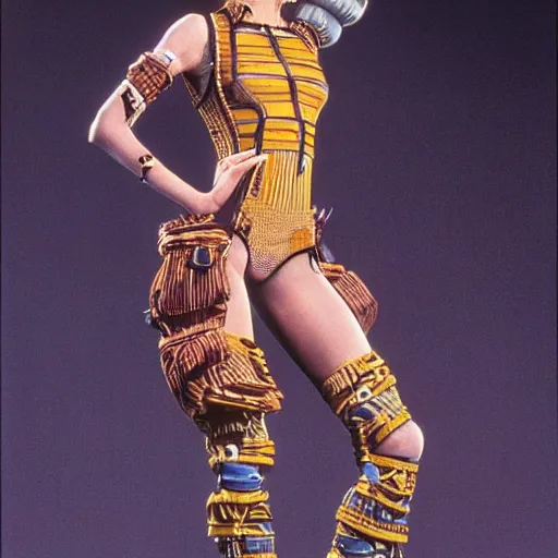 Image similar to avant - garde fashion model, still from movie the fifth element, highly detailed