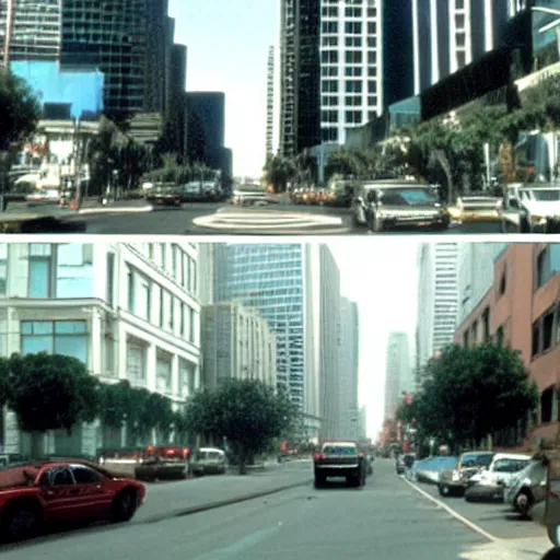 Prompt: Los Angeles streets in American Psycho (1999)