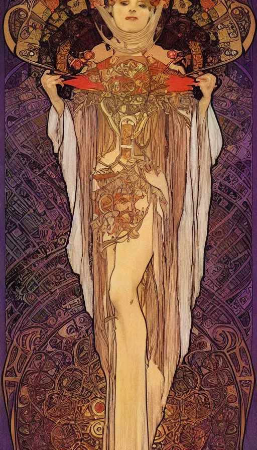 Image similar to techno artwork, by alfons maria mucha