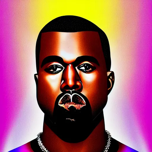 Image similar to a portrait of kanye west in the style of lisa frank,