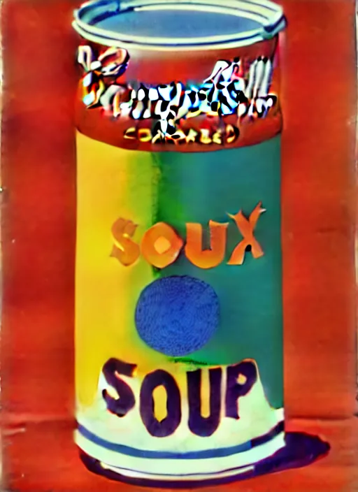 Image similar to campbell's soup by shusei nagaoka, kaws, david rudnick, airbrush on canvas, pastell colours, cell shaded, 8 k