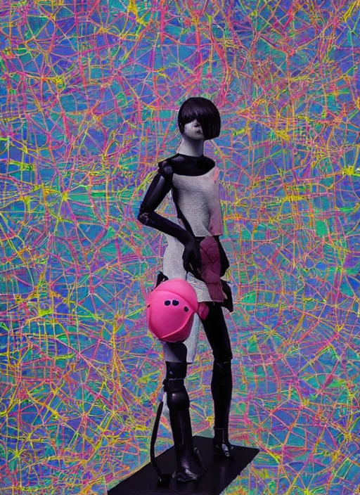 Image similar to editorial photograph for an art magazine, photograph of a contemporary art sculpture of a modular quirky yorha android, by hikari shimoda, by jack gaughan