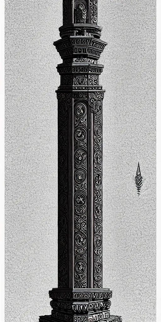 Prompt: ornate ancient stone pillar, high details, intricately detailed, by vincent di fate, inking, 3 color screen print, masterpiece, trending on artstation,, sharp, details, hyper - detailed, hd, 4 k, 8 k