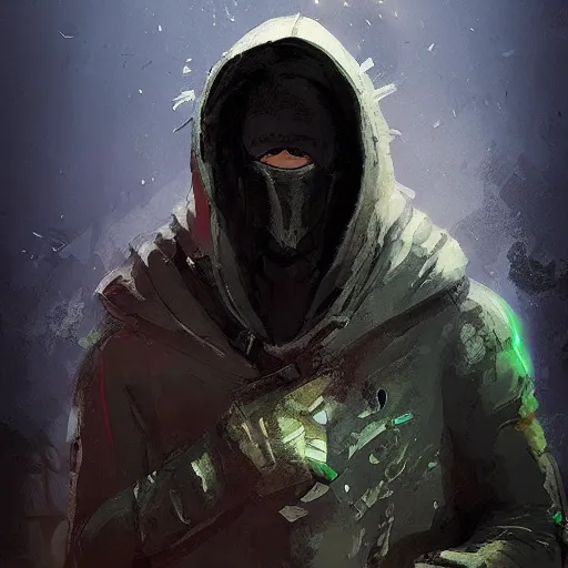 Image similar to dungeon master character portrait, by Ismail Inceoglu, puppet master, controller, wearing hood, digital art, brushstrokes