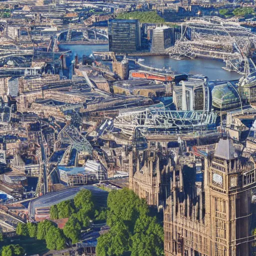 Prompt: 4 k photograph of the london from a hot air balloon