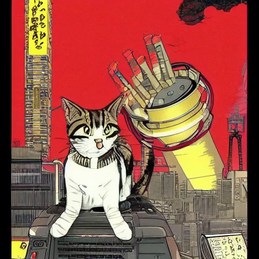 Image similar to tabby cat akira neo tokyo “ katsuhiro otomo ”