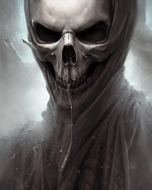 Image similar to grim reaper, hyper realistic face, beautiful eyes, fantasy art, in the style of greg rutkowski, intricate, hyper detailed, smooth