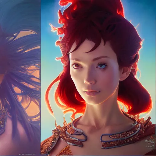 Image similar to highly detailed vfx portrait of pyra by eiichiro oda!, stephen bliss, greg rutkowski, loish, rhads, beeple, makoto shinkai, tom bagshaw, alphonse mucha, sharp focus, art by artgerm and greg rutkowski, stanley kubrick, backlit, harsh overhead sunlight,