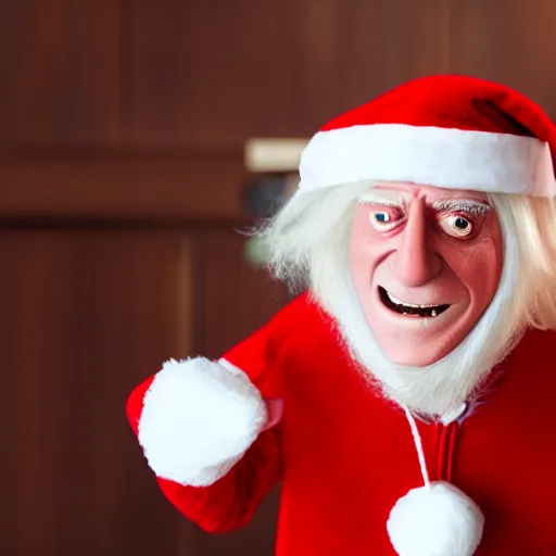 Image similar to jimmy savile in santa costume, detailed, super realistic, 8 k,