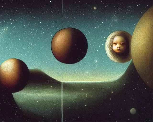 Image similar to universe a cosmology quest a mental state, a closeup simple vector pop surrealism, by ( leonardo da vinci ) and greg rutkowski and rafal olbinski