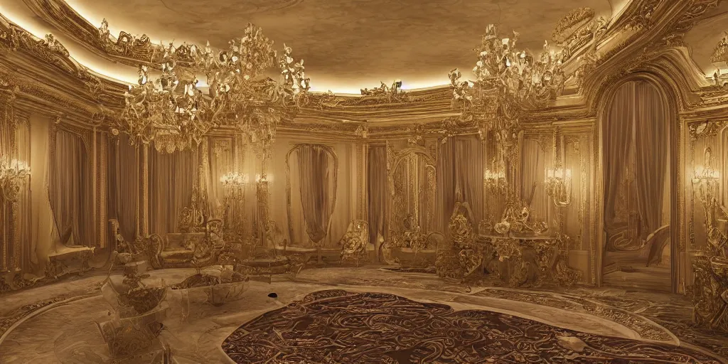 Prompt: a view of the inside of a luxurious late Nineteenth century palace, intricate, elegant, highly detailed, ornate, beautifully lit, ray traced, octane render in the style of Mandy Jurgens and Małgorzata Kmiec and Dang My Linh and Lulu Chen and Alexis Franklin and Filip Hodas and Pascal Blanché and Bastien Lecouffe Deharme