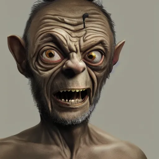 Image similar to matteo salvini as gollum from lord of the rings, artstation, highly detailed, digital art