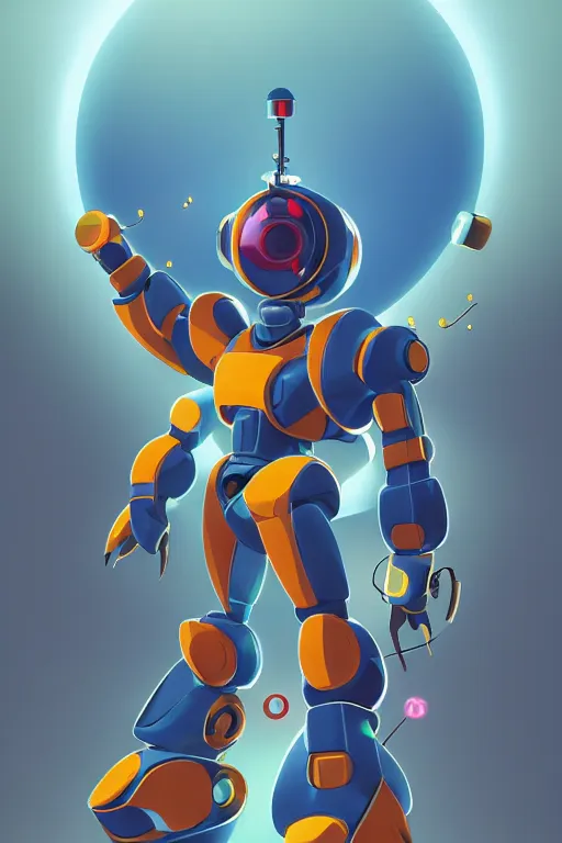 Image similar to metabots medabots medarotto medarot robot minimalist comics, behance hd by jesper ejsing, by rhads, makoto shinkai and lois van baarle, ilya kuvshinov, rossdraws global illumination ray tracing hdr radiating a glowing aura