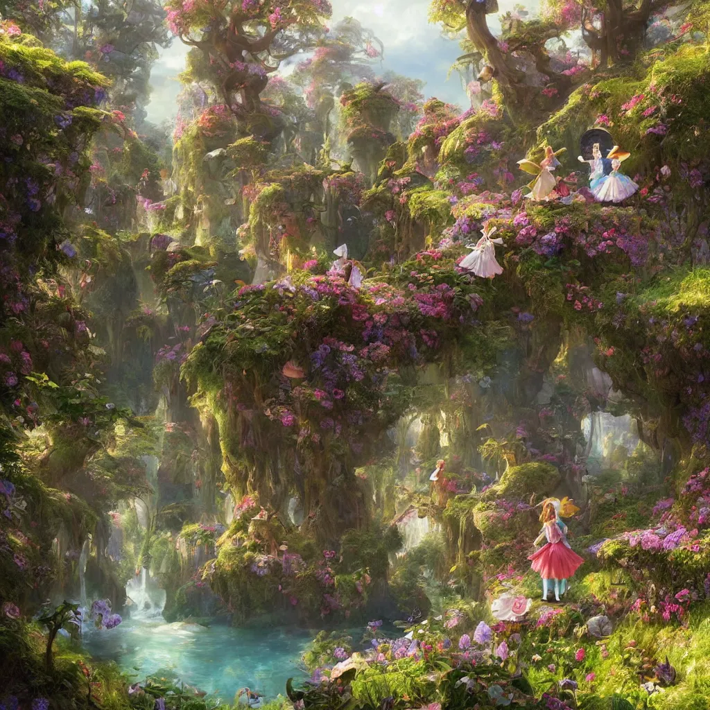 Image similar to matte painting of alice in the wonderland by vladimir volegov and alexander averin and peder mørk mønsted and adrian smith and raphael lacoste