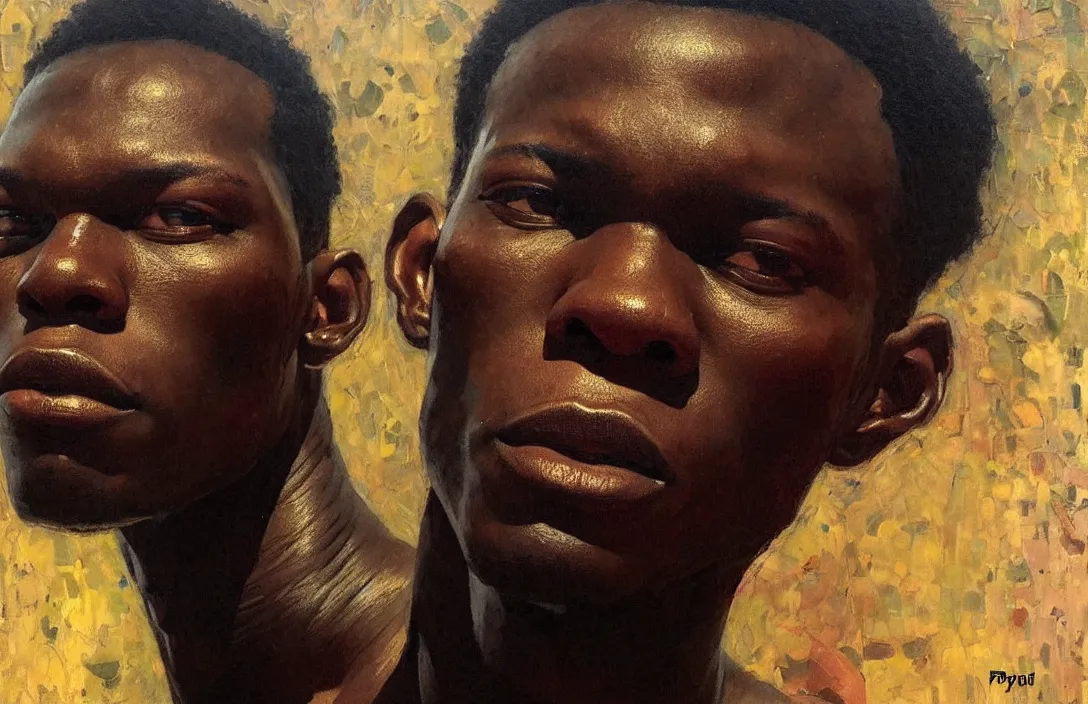 Image similar to portrait of israel adesanya!!!!!!!!!!!!!!!!!!!!!!!!!!!, detailed face, detailed painting, epic lighting, by ilya repin, phil hale and kent williams