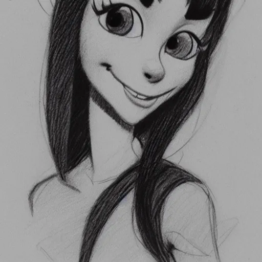 Image similar to milt kahl pencil sketch of victoria justice disney style