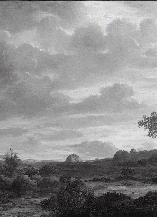 Image similar to a giant in the distance of a landscape, atmospheric perspective