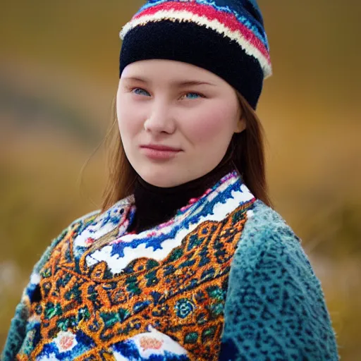 Prompt: portrait of a beautiful teen ethnic north russia