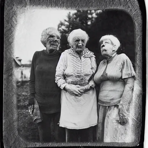 Image similar to tintype photograph, old woman, millennial woman elderly, 2 0 9 0 s, post - nuclear town